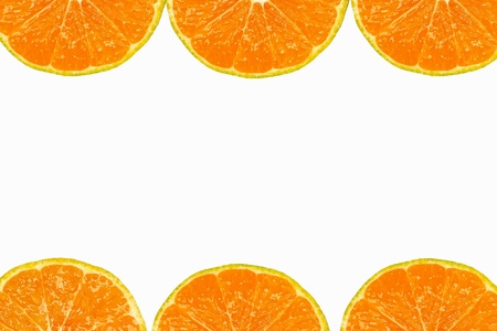 Pattern of fresh slices orange on white background.の写真素材