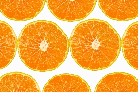 Pattern of fresh slices orange on white background.の写真素材