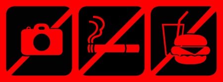 Set of prohibit sign include no photo, no smoking and no eating or drinking.の写真素材