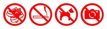 Set of prohibit sign include no skate, no smoking, no dog and no photoの写真素材