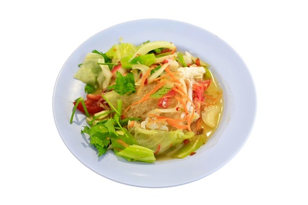 Native Thai style of noodle mix salad, Spicy and delicious の写真素材