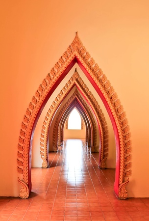 The beautiful arch door in Thai style の写真素材