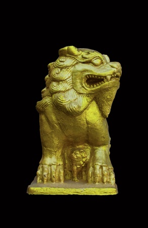 The female guardian lion with her baby, common decorative at the entrances to restaurants, hotels and other structures  The female is placed on the right and the male on the left のeditorial素材