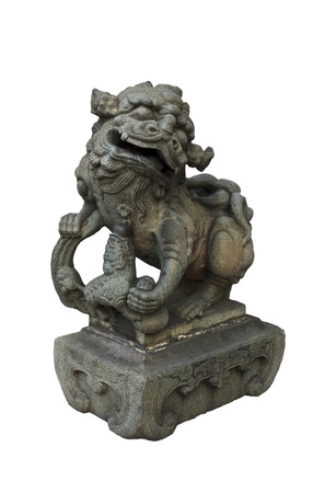 The female guardian lion with her cub, common decorative at the entrances to restaurants, hotels and other structures  の写真素材