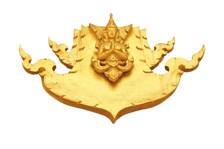 Thai art on the wall designed at Thai temple isolation on white の写真素材