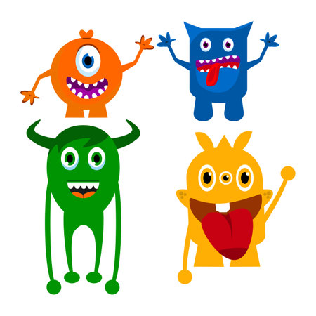 Cute Cartoon Monsters . Vector Illustration of Monstersのイラスト素材