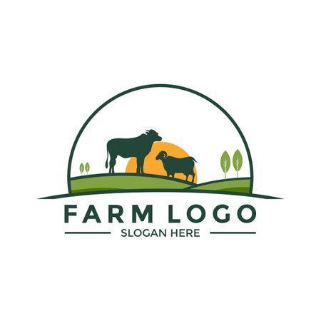 farm logo vector, livestock logo icon designのイラスト素材