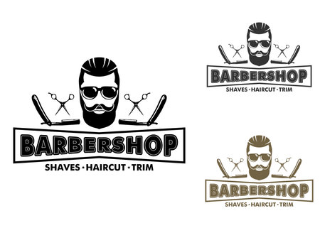 Haircut logo, Vintage Barbershop Logo Vector Templateのイラスト素材
