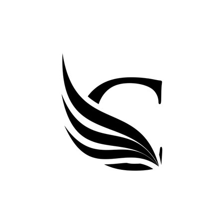 Initial letter C logo and wings symbol. Wings design element, initial Letter logo Icon, Initial Logo Templateのイラスト素材