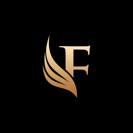 Initial letter F logo and wings symbol. Wings design element, initial Letter logo Icon, Initial Logo Templateのイラスト素材