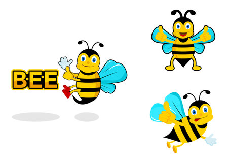set of bee logo icon vector templateのイラスト素材