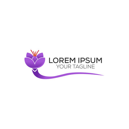 saffron logo vector, purple saffron flower logo templateのイラスト素材