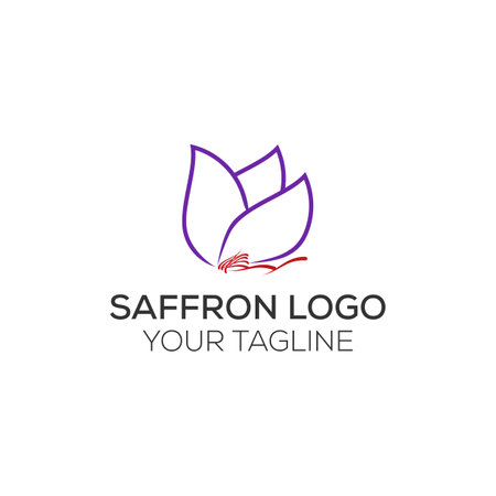 saffron logo vector, purple saffron flower logo templateのイラスト素材