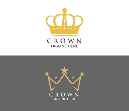set of crown logo vector icon, creative crown logo templateのイラスト素材