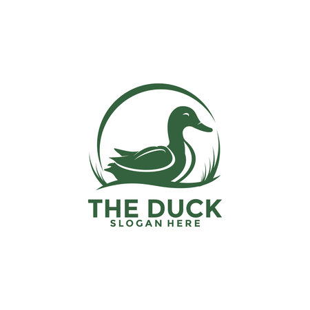 Duck Vector , Mallard logo hunting. Duck farm Logo Vector illustration Templateのイラスト素材