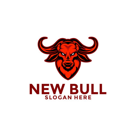 Creative Wild Bull Buffalo Horn Head Vector Logo , Bull Logo design templateのイラスト素材