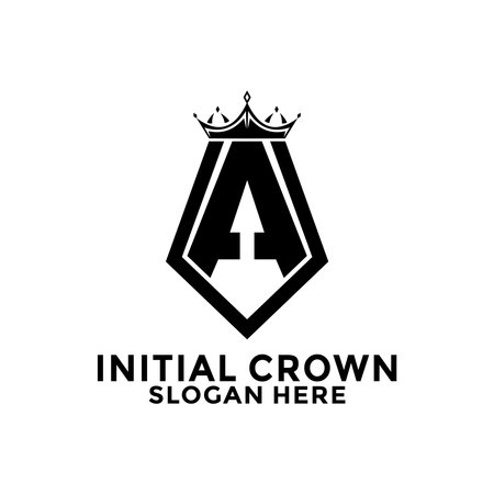 Letter A Shield With Crown Logo design, Initial Letter Logo design templateのイラスト素材