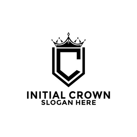Letter C Shield With Crown Logo design, Initial Letter Logo design templateのイラスト素材