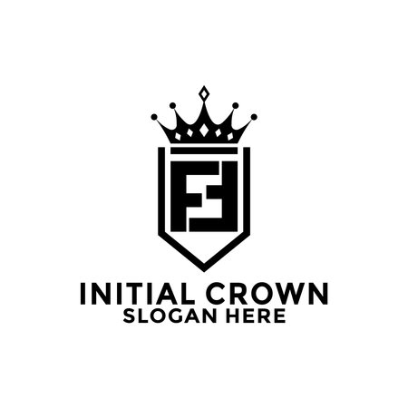 Letter FF or FFS Shield With Crown Logo design, Initial Letter Logo design templateのイラスト素材