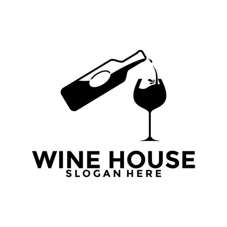 Wine House logo, Bar and restaurant logo design templateのイラスト素材
