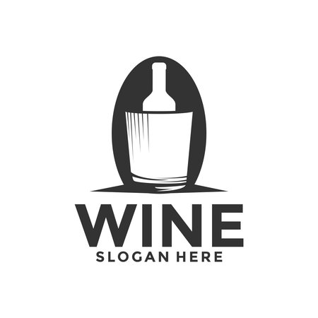 Wine logo. Logo for a liquor store, restaurant, or bar. Logo, wine logo design templateのイラスト素材