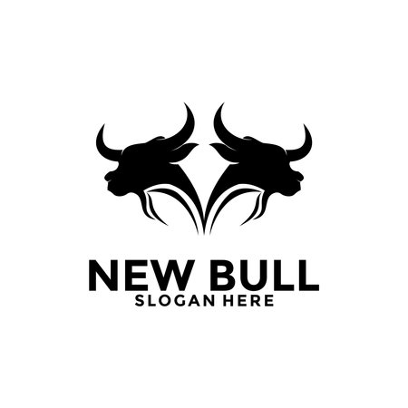 bull head logo design inspiration, bull logo vector templateのイラスト素材
