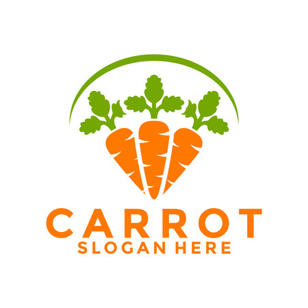 Carrot logo vector vegetable design, Carrot with leaf logo design templateのイラスト素材