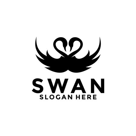 Swan logo vector design , elegant simple swan logo templateのイラスト素材