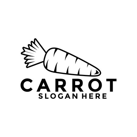 Carrot logo vector vegetable design, Carrot with leaf logo design templateのイラスト素材