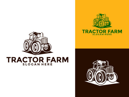 Tractor Farm Logo Vector, Tractor Machine Logo design templateのイラスト素材