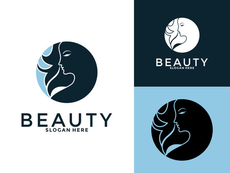 Woman Face Beautiful logo design vector illustration. creative abstract concept Beauty logo design templateのイラスト素材
