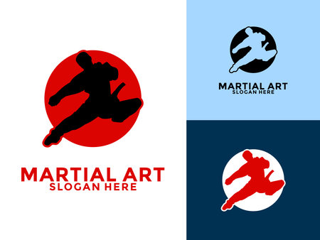 Martial Arts Character Logo Illustration. Martial Art Logo Vector Templateのイラスト素材