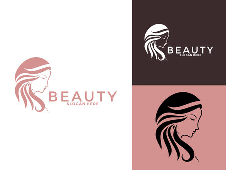 Woman Face Beautiful logo design vector illustration. creative abstract concept Beauty logo design templateのイラスト素材