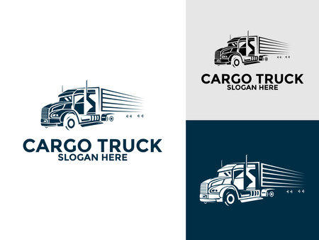 Truck Logo vector, Trucking or Freight logo icon, Premium Truck Company or Truck logistics and delivery Logo design templateのイラスト素材