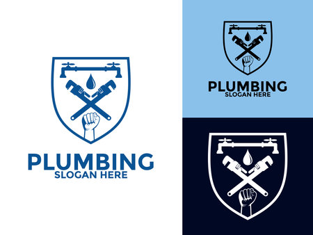 Plumbing Service Logo Vector, Water Service Logo Templateのイラスト素材