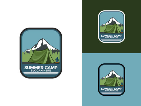 Camping and outdoor adventure retro logo design. Great for shirts, stickers, logos and other usesのイラスト素材