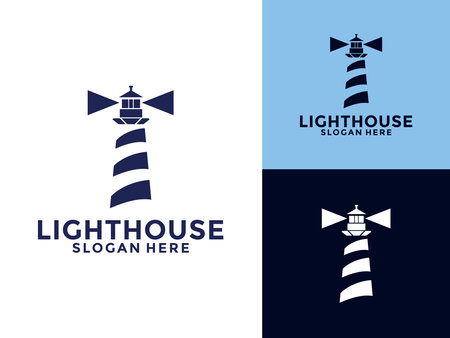Lighthouse vintage premium minimalism vector logo design, Lighthouse logo design iconのイラスト素材