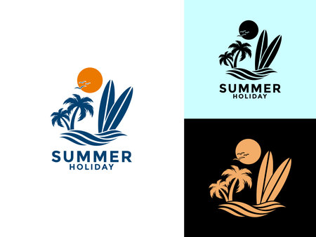 Summer Holiday logo icon, Summer beach logo design vector templateのイラスト素材