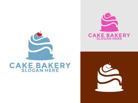 Cake logo icon template, Cake bakery logo vector illustrationのイラスト素材