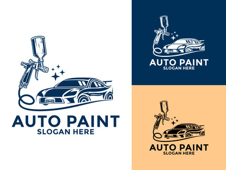 Creative auto paint logo vector, Car painting logo design vector illustrationのイラスト素材