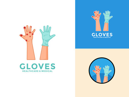Medical gloves vector illustration, Medical Gloves logo Icon, gloves for protection against viruses from first aid kitのイラスト素材