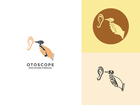 Otoscope Set Vector logo icon concept. Otoscope flat vector symbol, Illustration of Otoscope Toolsのイラスト素材