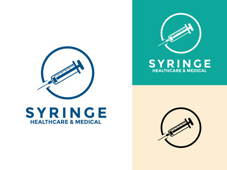 Syringe logo icon set vector design template, injection icon vectorのイラスト素材