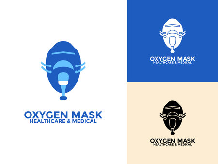 Medical Oxygen Mask Logo Icon Vector, Medical oxygen mask concept. First aid and emergency. Healthcare and medicineのイラスト素材