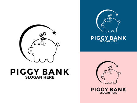 Piggy bank logo vector icon, savings and investment logo conceptのイラスト素材
