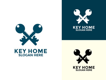 key icon vector design logo with house symbol, Minimal Key Home Logo Designのイラスト素材