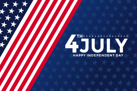 4th of July Independence Day Banner with USA Flag, Fourth Of July Independence Day Vector illustrationのイラスト素材