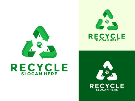 Triangle recycle ecology with leaf logo, eco and save planet logo vector templateのイラスト素材