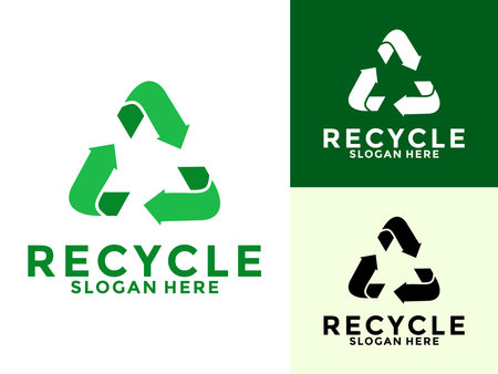 Triangle recycle ecology logo, eco and save planet logo vector templateのイラスト素材