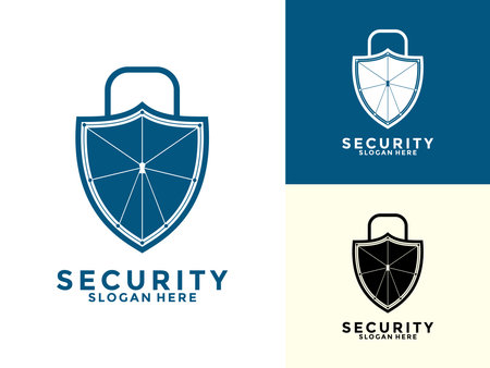 Tech Secure and Protection Logo Vector Template, Tech Cyber Security Shield logo design with modern conceptのイラスト素材